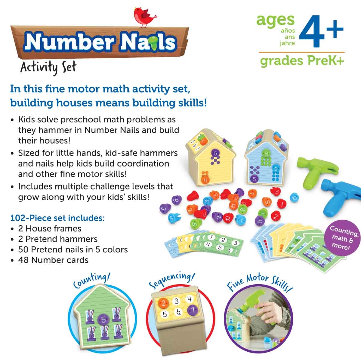 Learning Resources Number Nails! Activity Set Unisex, 3-4 Years