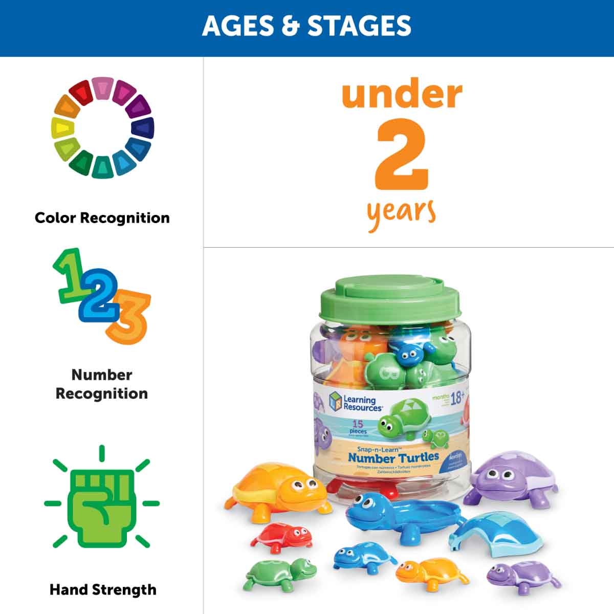 Learning Resources Snap-n-Learn Number Turtles Toddler, 0-2 Years