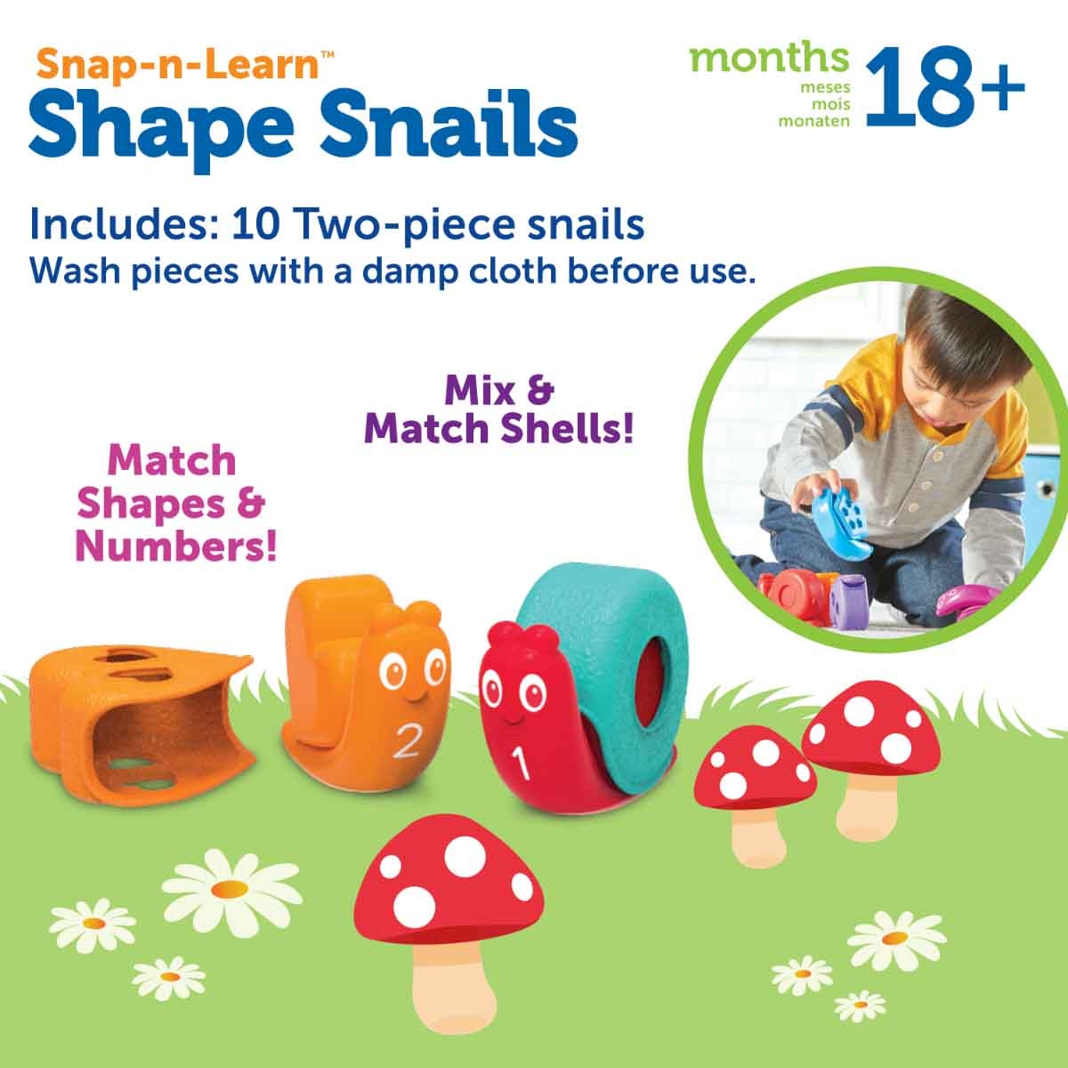 Learning Resources Snap-n-Learn Shape Snails Toddler, 0-2 Years