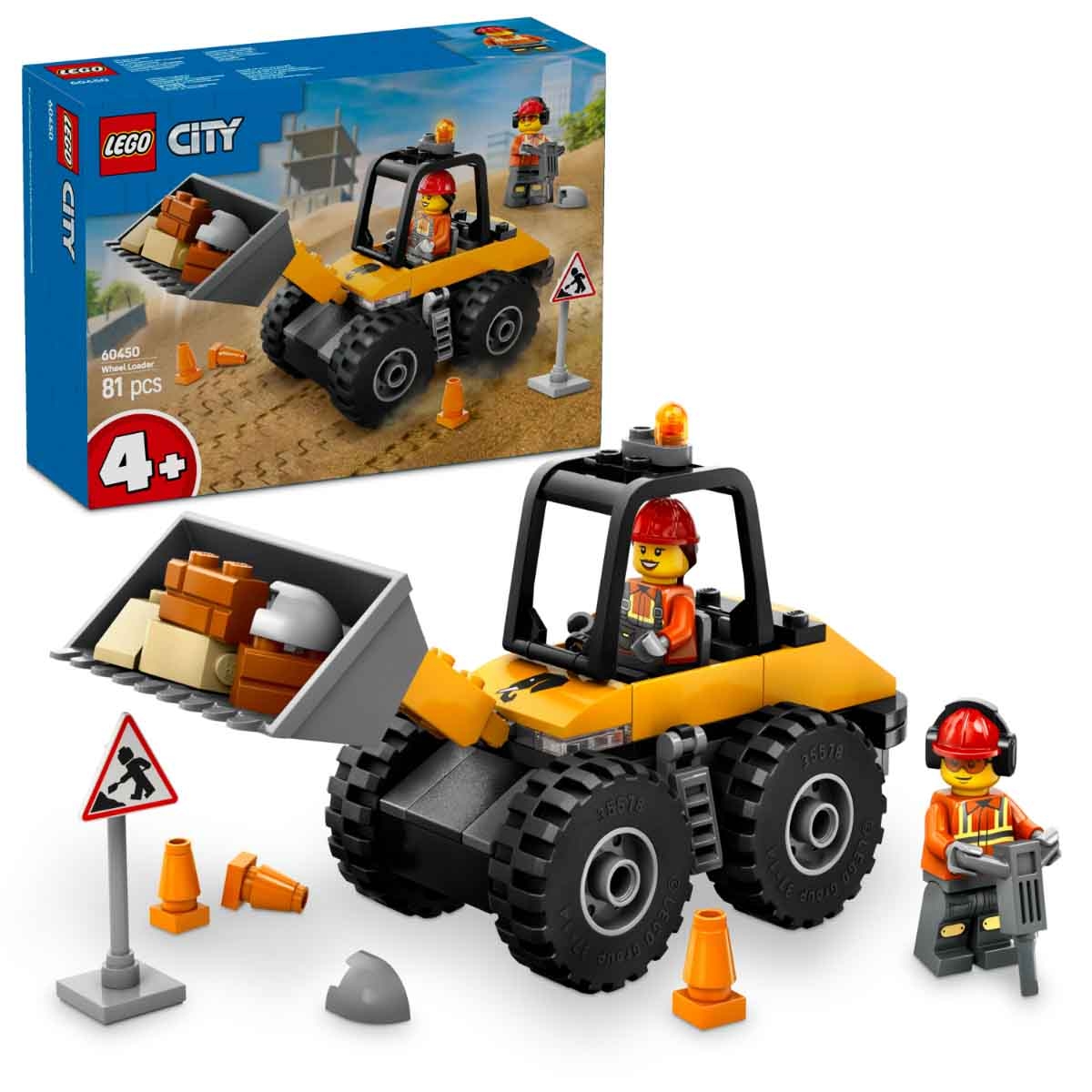 LEGO City Great Vehicles 60450 V29 Yellow Construction Wheel Loader Set Unisex, 5-7 Years
