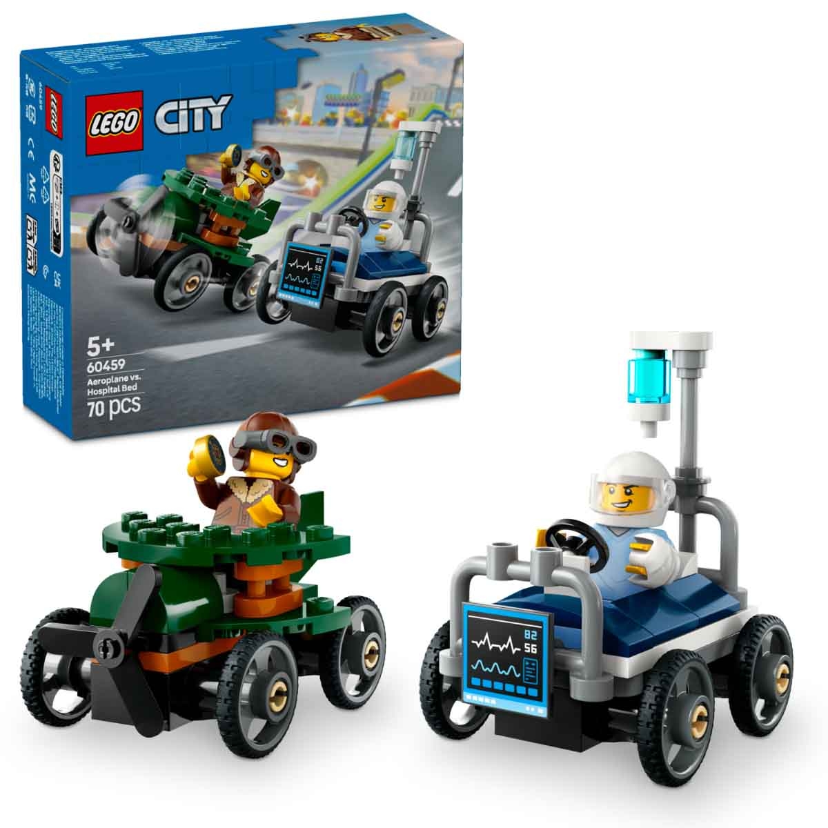 LEGO City Great Vehicles 60459 V29 Airplane Vs Hospital Bed Rescue Set Unisex, 5-7 Years