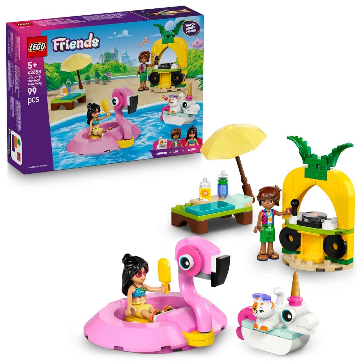 LEGO Friends 42658 V29 Unicorn & Flamingo Pool Party Set Unisex, 5-7 Years