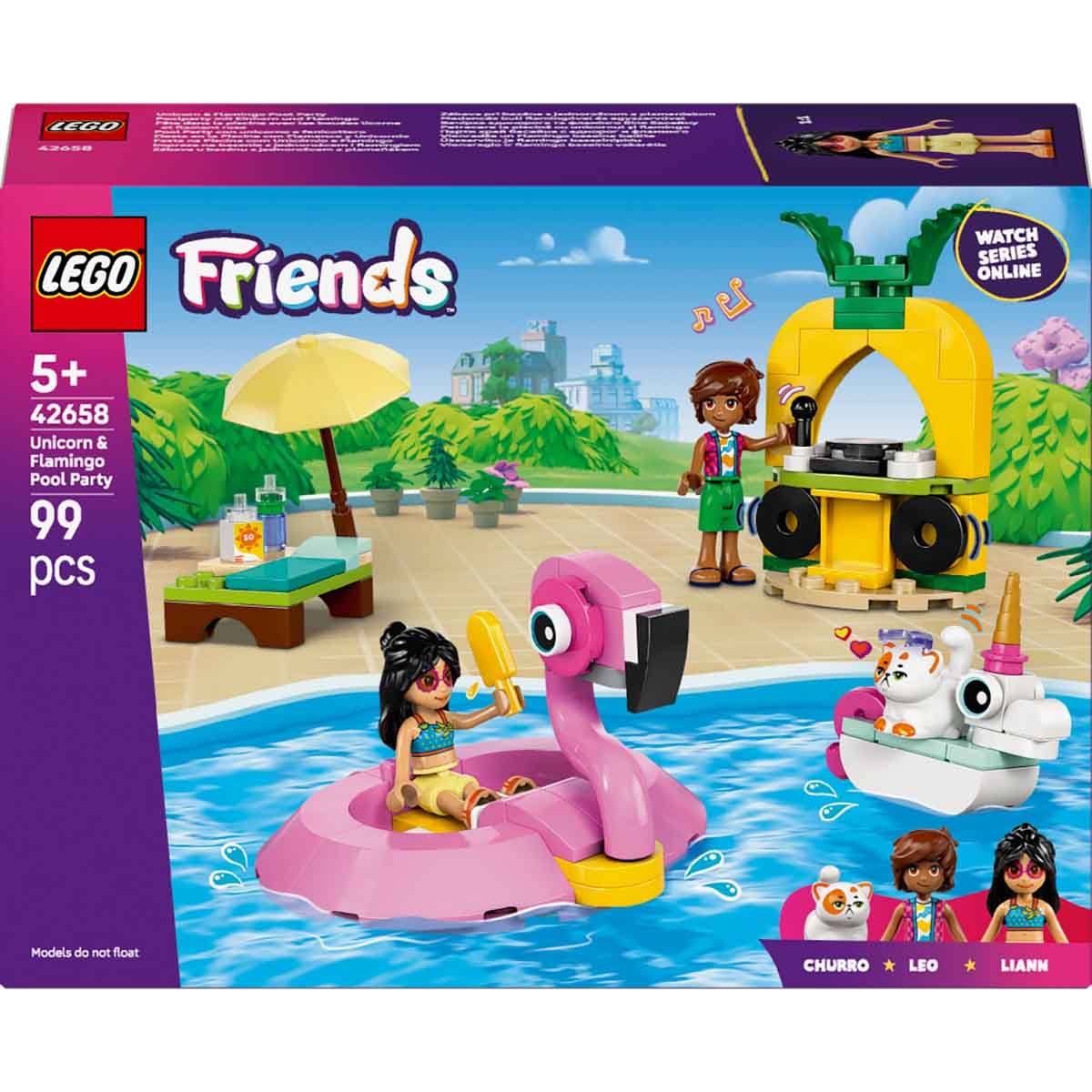 LEGO Friends 42658 V29 Unicorn & Flamingo Pool Party Set Unisex, 5-7 Years