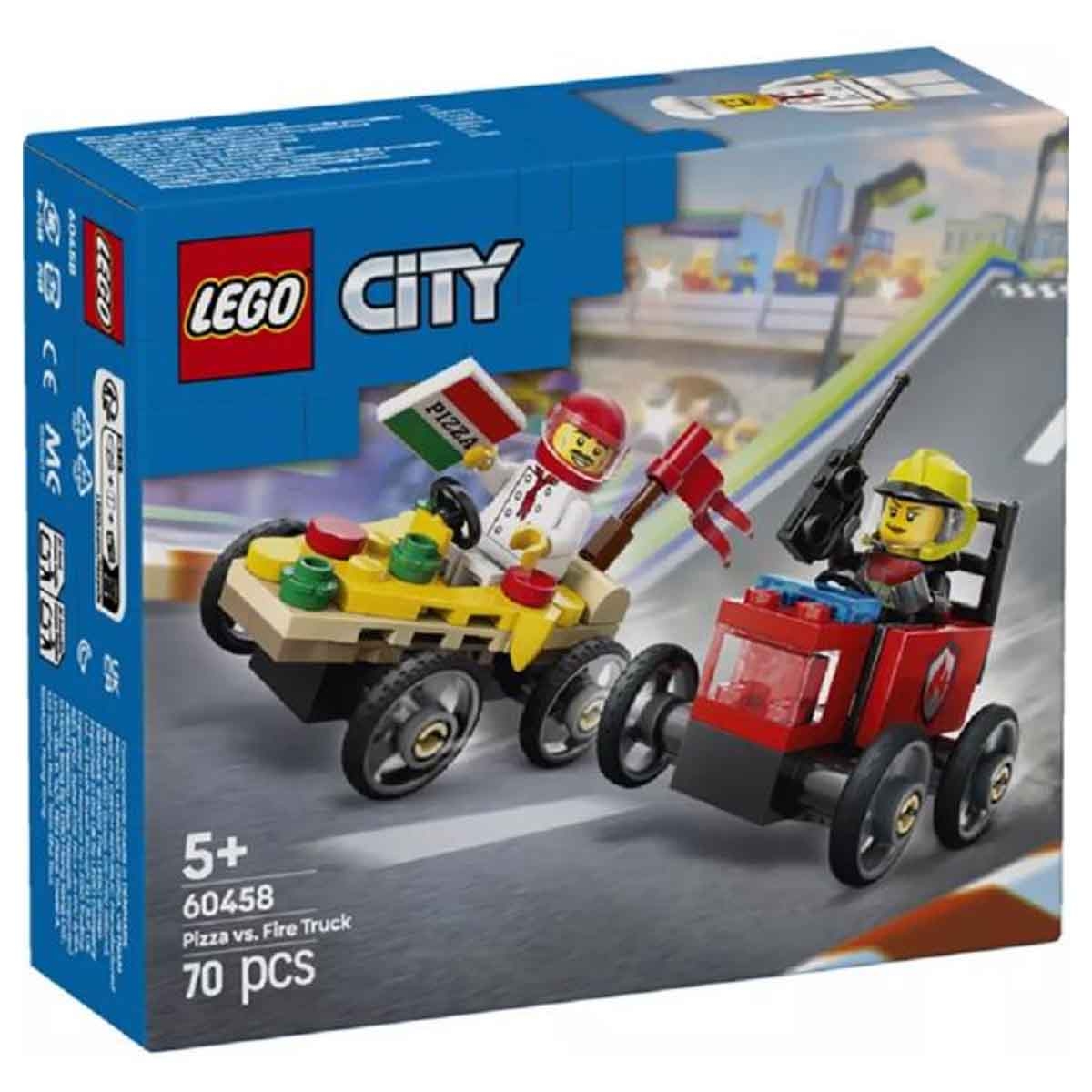 LEGO Pizza Vs Fire Truck Race Playset Unisex, 5-7 Years