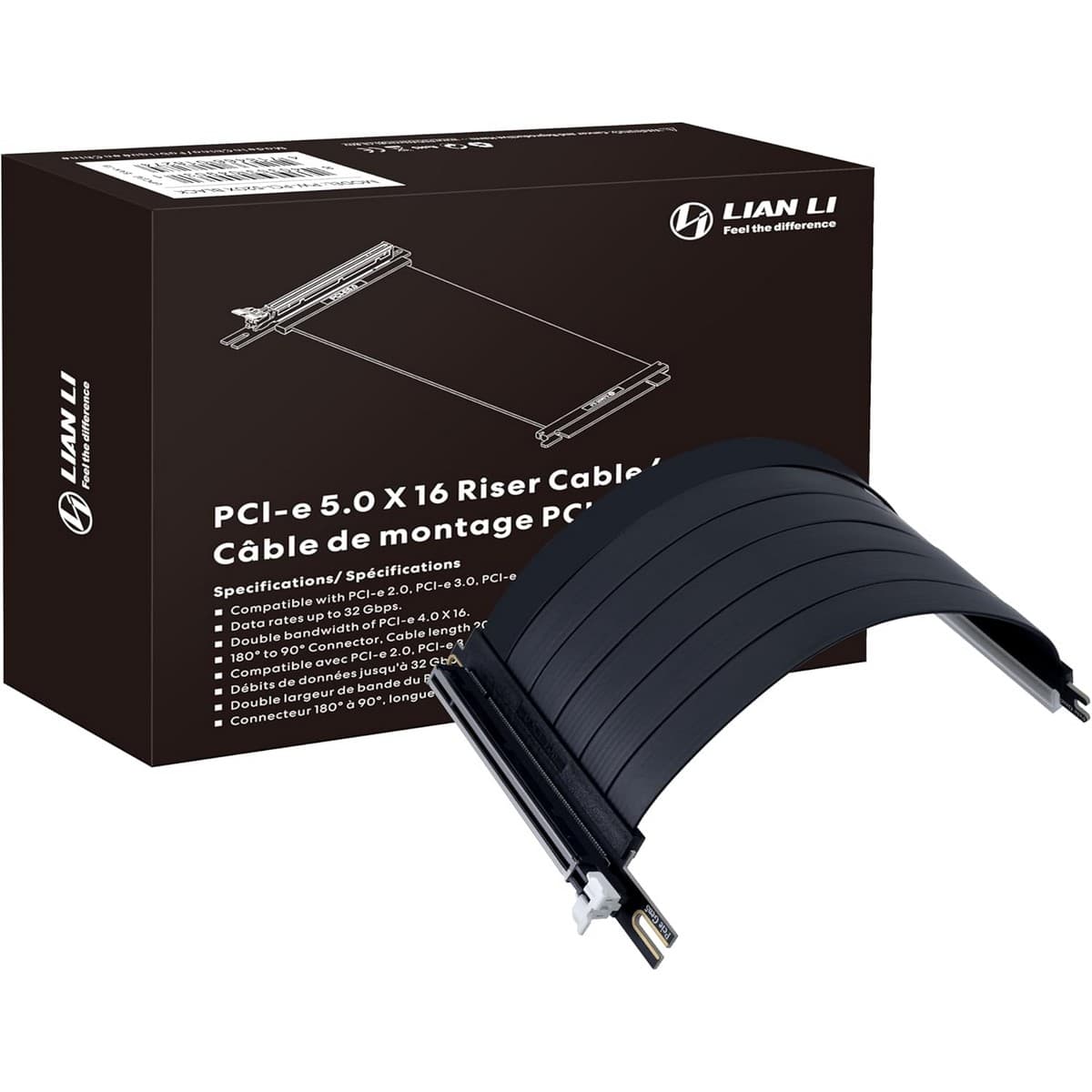 ليان لي كابل Riser PCIe 5.0 بطول 200 مم باللون الأسود