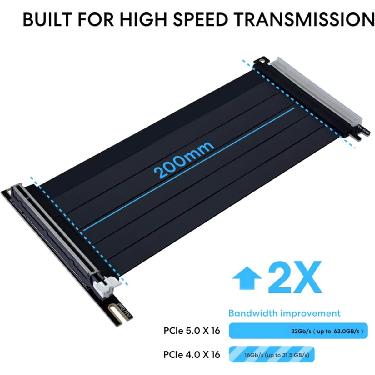 Lian Li Black 200mm PCIe 5.0 Riser Cable