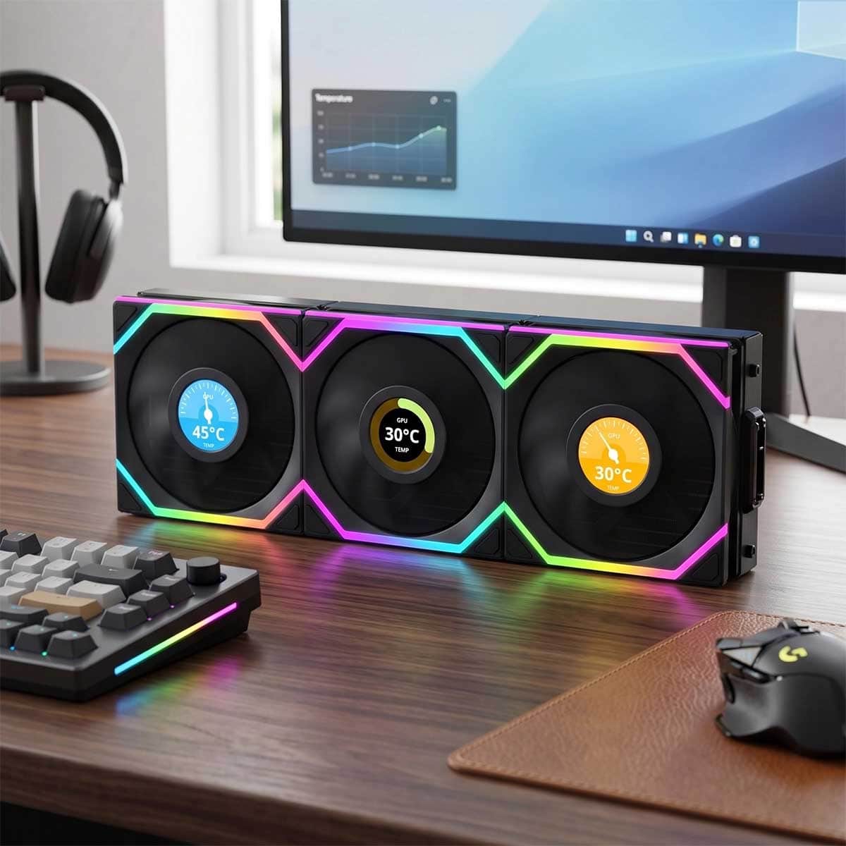 Lian Li 3-Piece Uni Fan SL Wireless LCD 120mm Cooling Fan Set