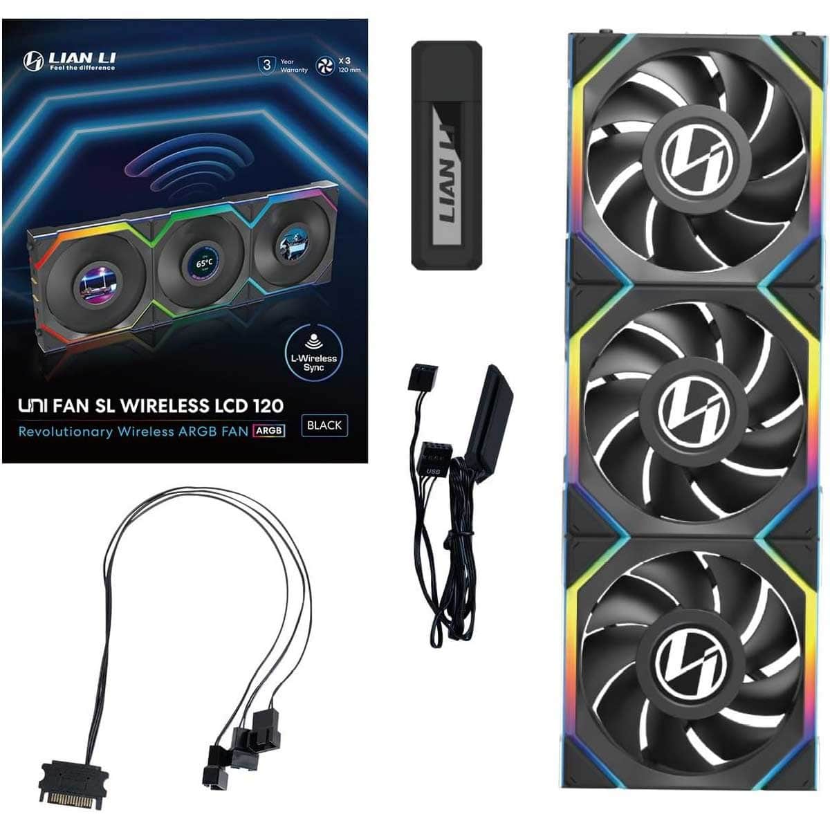 Lian Li 3-Piece Uni Fan SL Wireless LCD 120mm Cooling Fan Set