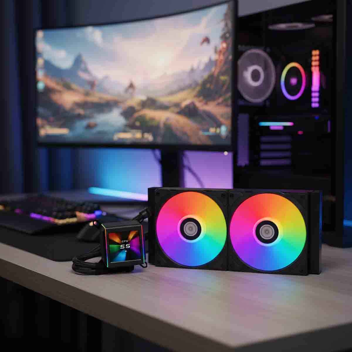 ليان لي مبرد سائل للمعالج Galahad II LCD ARGB أسود