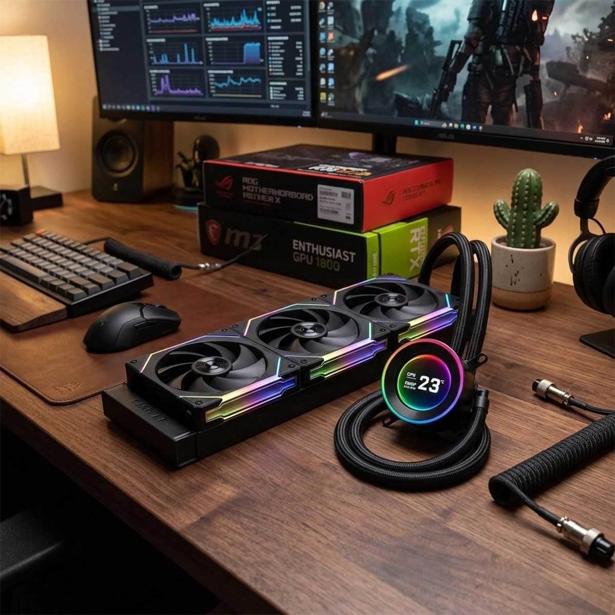ليان لي Hydroshift II LCD-C 360TL TL Wireless Fans مبرد معالج سائل