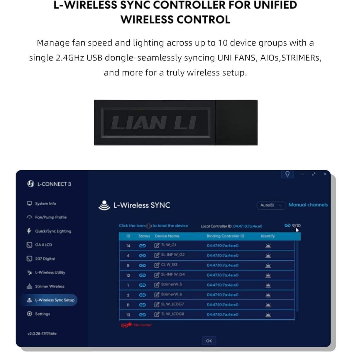 Lian Li Uni Fan CL Wireless Reverse 120mm Cooling Fan