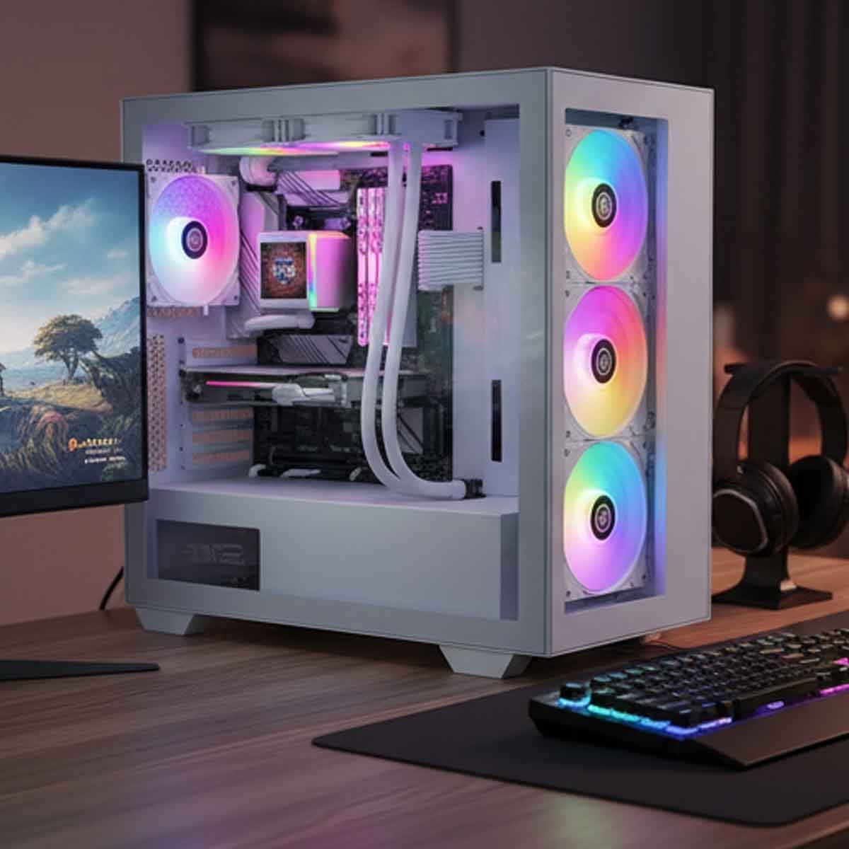 ليان لي مبرد سائل للمعالج Galahad II LCD ARGB مقاس 280mm أبيض