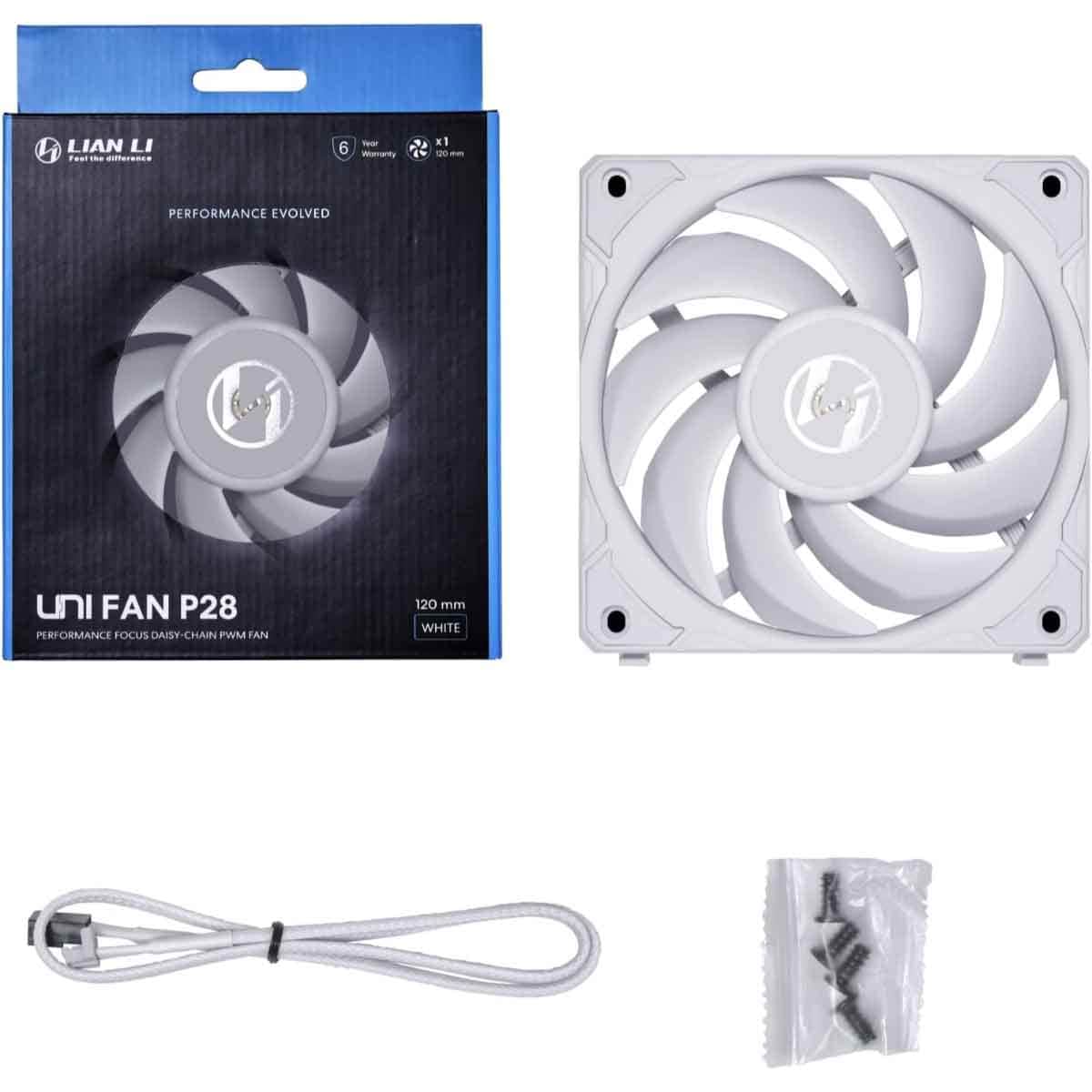 ليان لي مروحة تبريد PWM بسرعة 2600RPM مقاس 120mm بيضاء