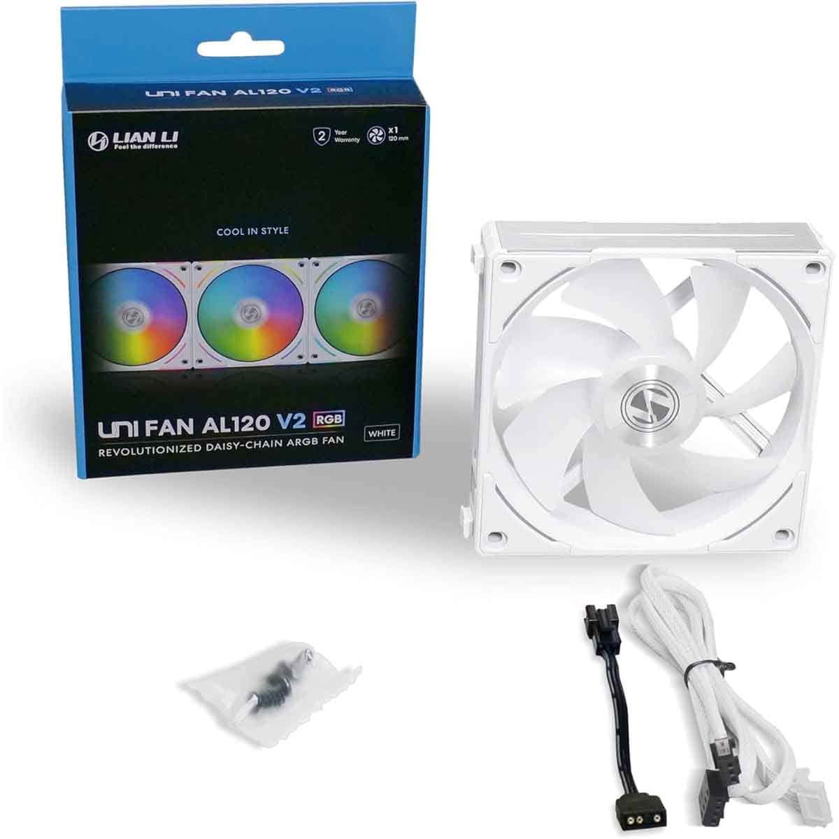 ليان لي مروحة تبريد ARGB مقاس 120mm بيضاء UNI Fan ALV2