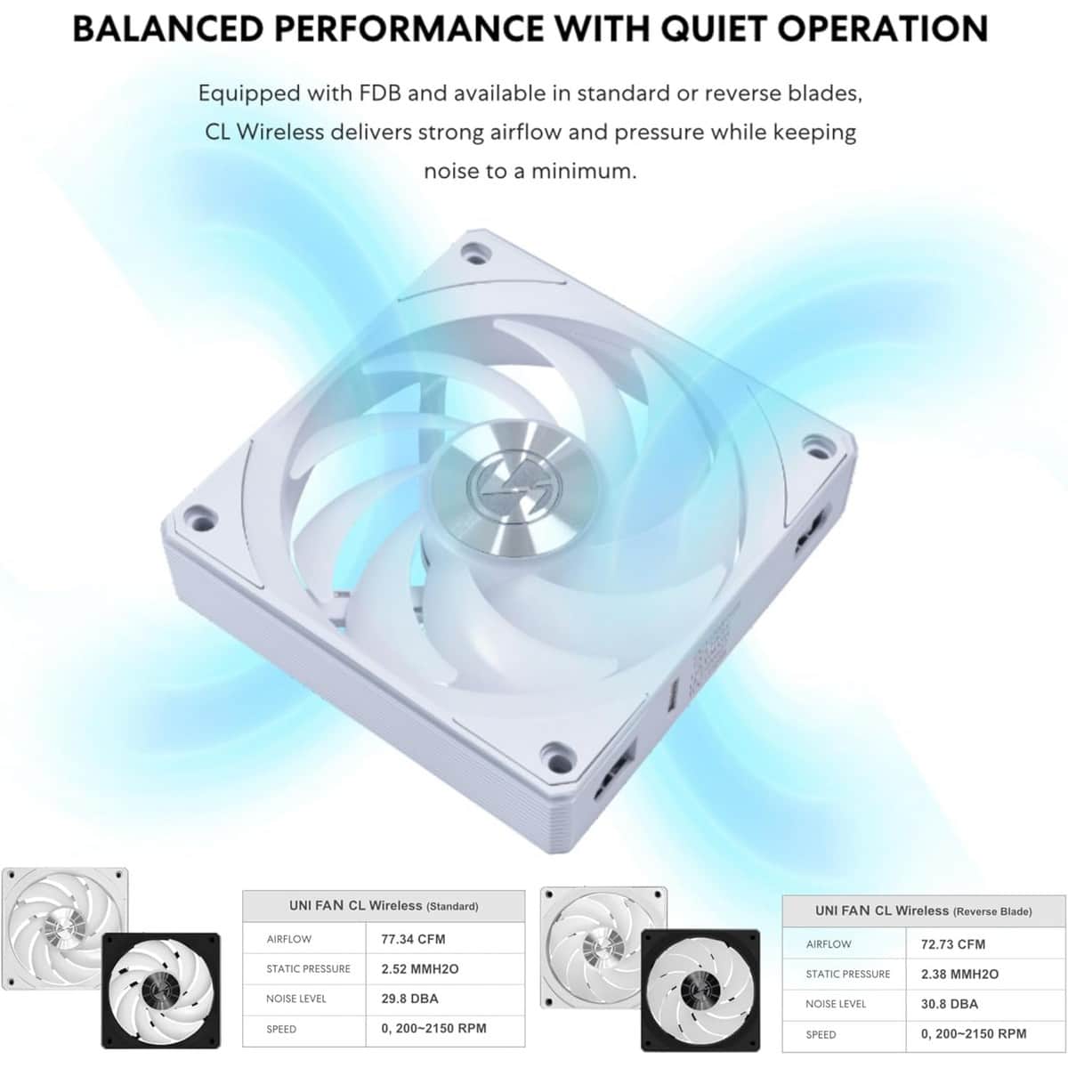Lian Li Uni Fan CL Wireless Reverse 120mm Cooling Fan