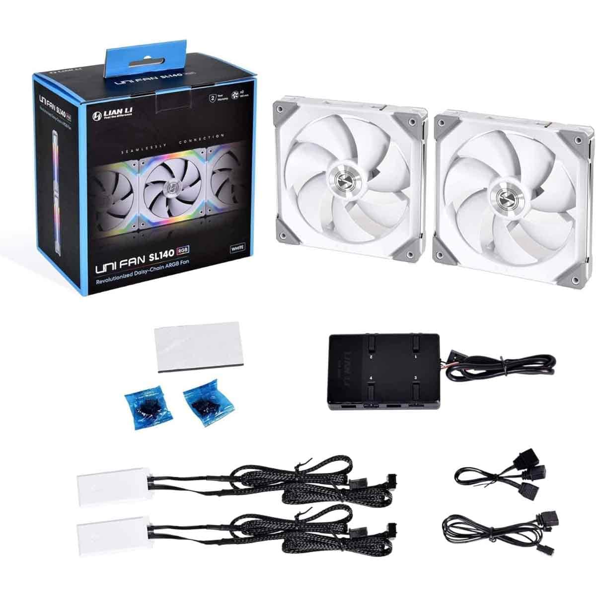 Lian Li White UNI Fan SL140 Dual Pack Liquid Cooler