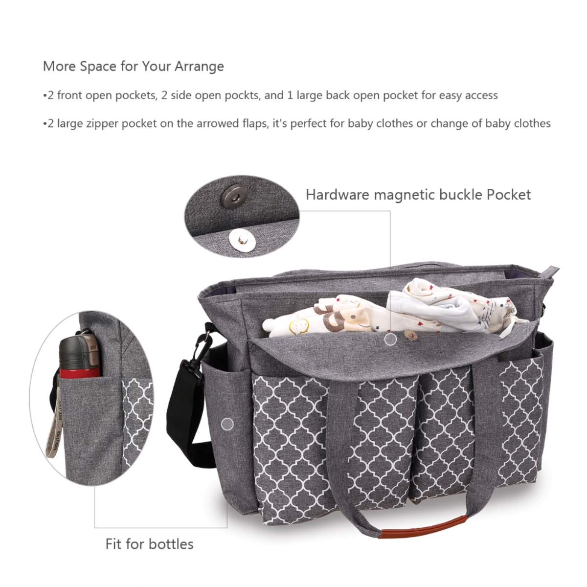 ليتل ستوري حقيبة حفاضات سيغنتشر باللون الرمادي للأطفال