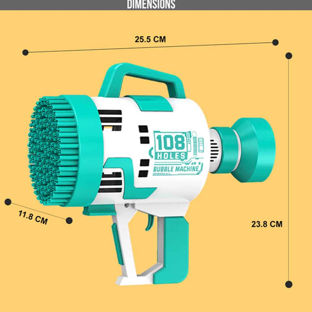 Little Story 108-Holes Cyan Bubble Machine Gun Battery Operated with Light/Bubble Maker Unisex, 3-4 Years