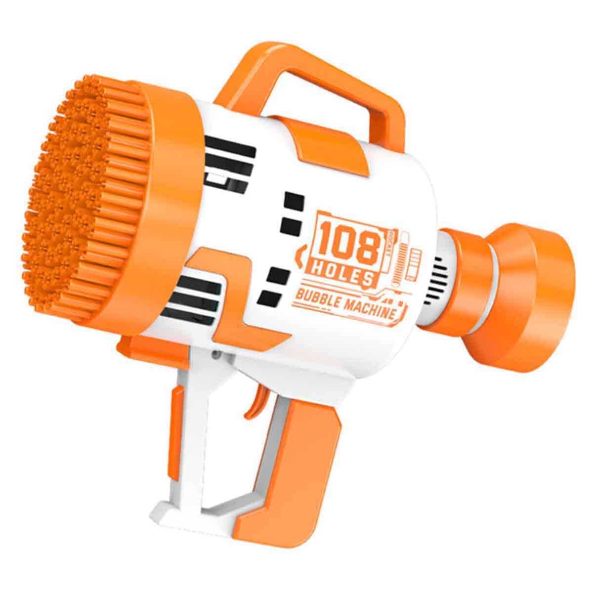 Little Story LS_108BGB_OR 108-Holes Orange Bubble Machine Gun with Light & Bubble Maker Unisex, 3-4 Years