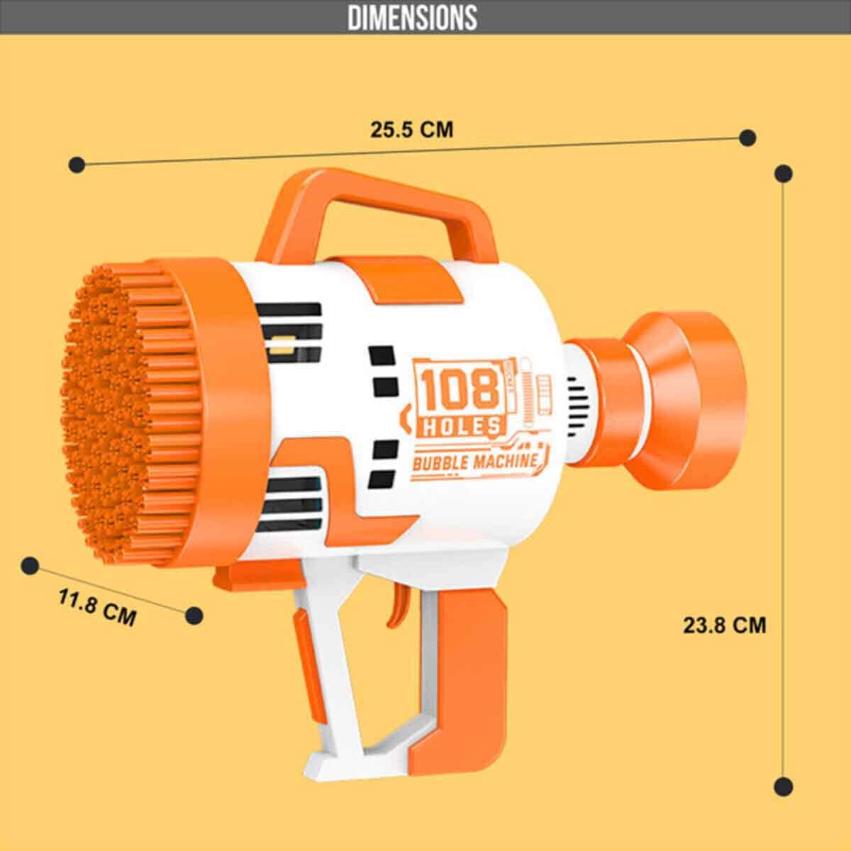 Little Story LS_108BGB_OR 108-Holes Orange Bubble Machine Gun with Light & Bubble Maker Unisex, 3-4 Years