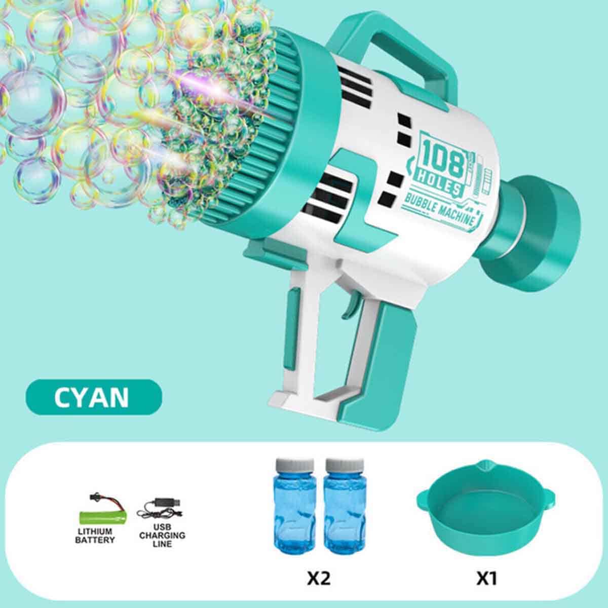 Little Story 108-Holes Bubble Machine Gun with Light & Bubble Maker Unisex, 3-4 Years