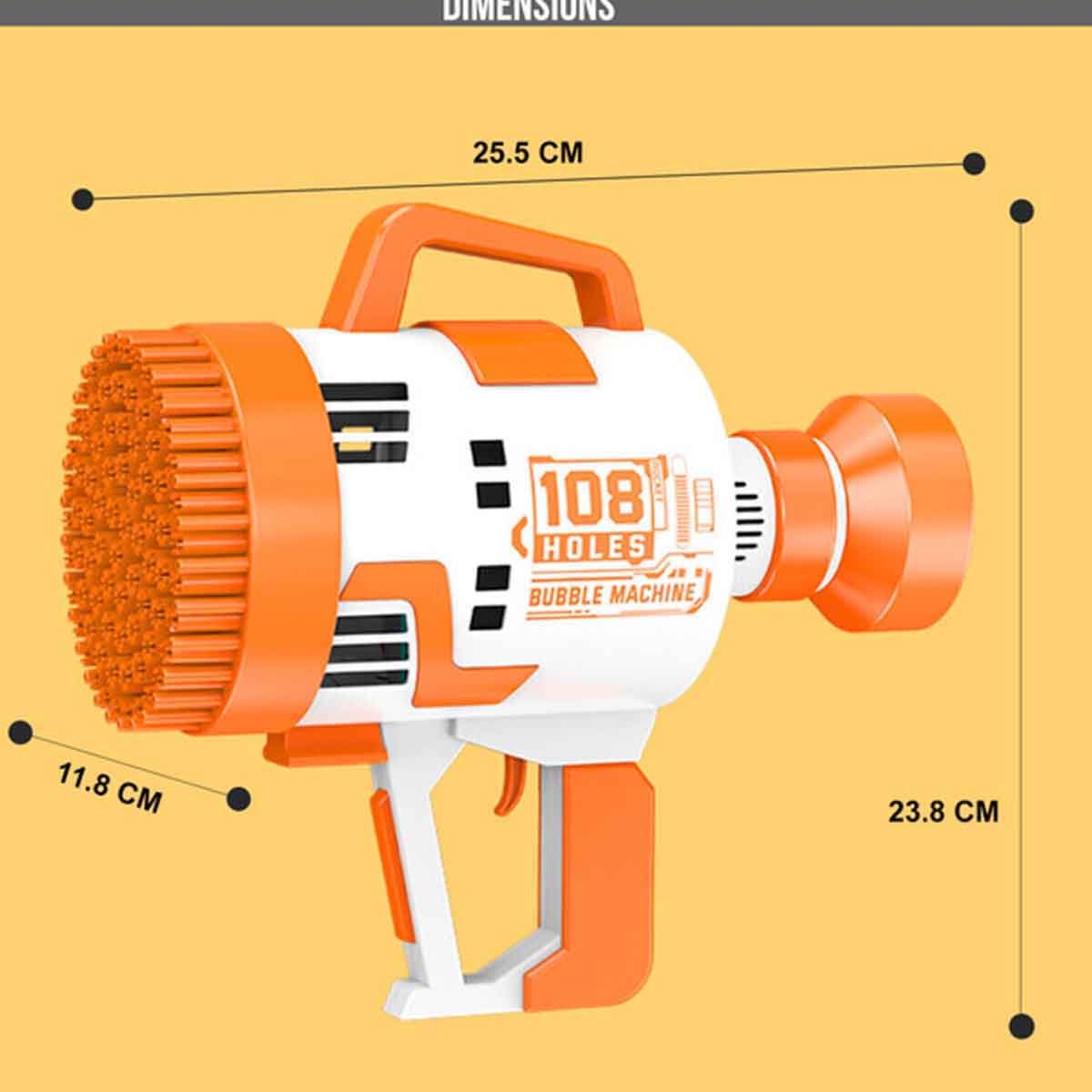Little Story 108-Holes Orange Bubble Machine Gun with Light & Bubble Maker Unisex, 3-4 Years