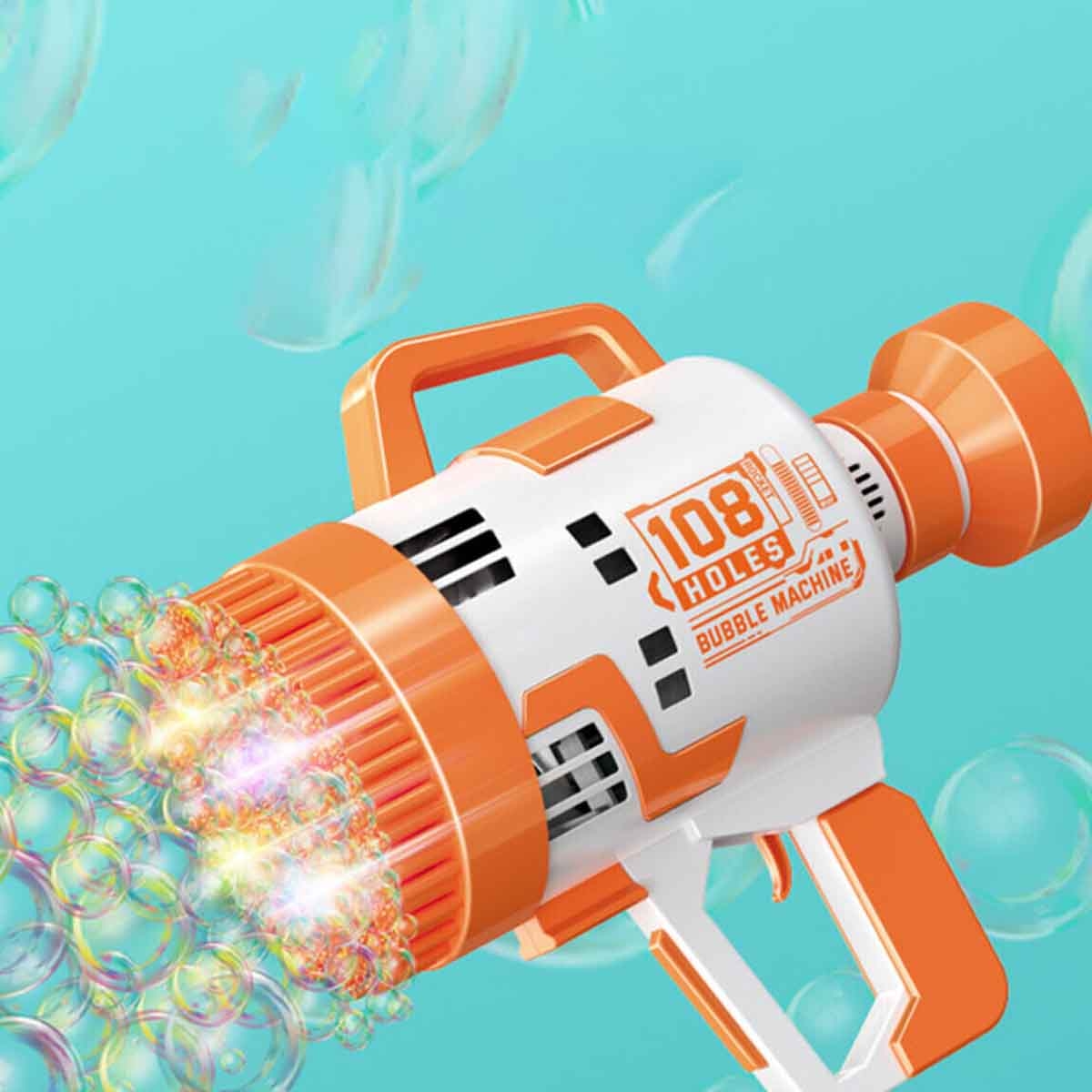 Little Story 108-Holes Orange Bubble Machine Gun with Light & Bubble Maker Unisex, 3-4 Years