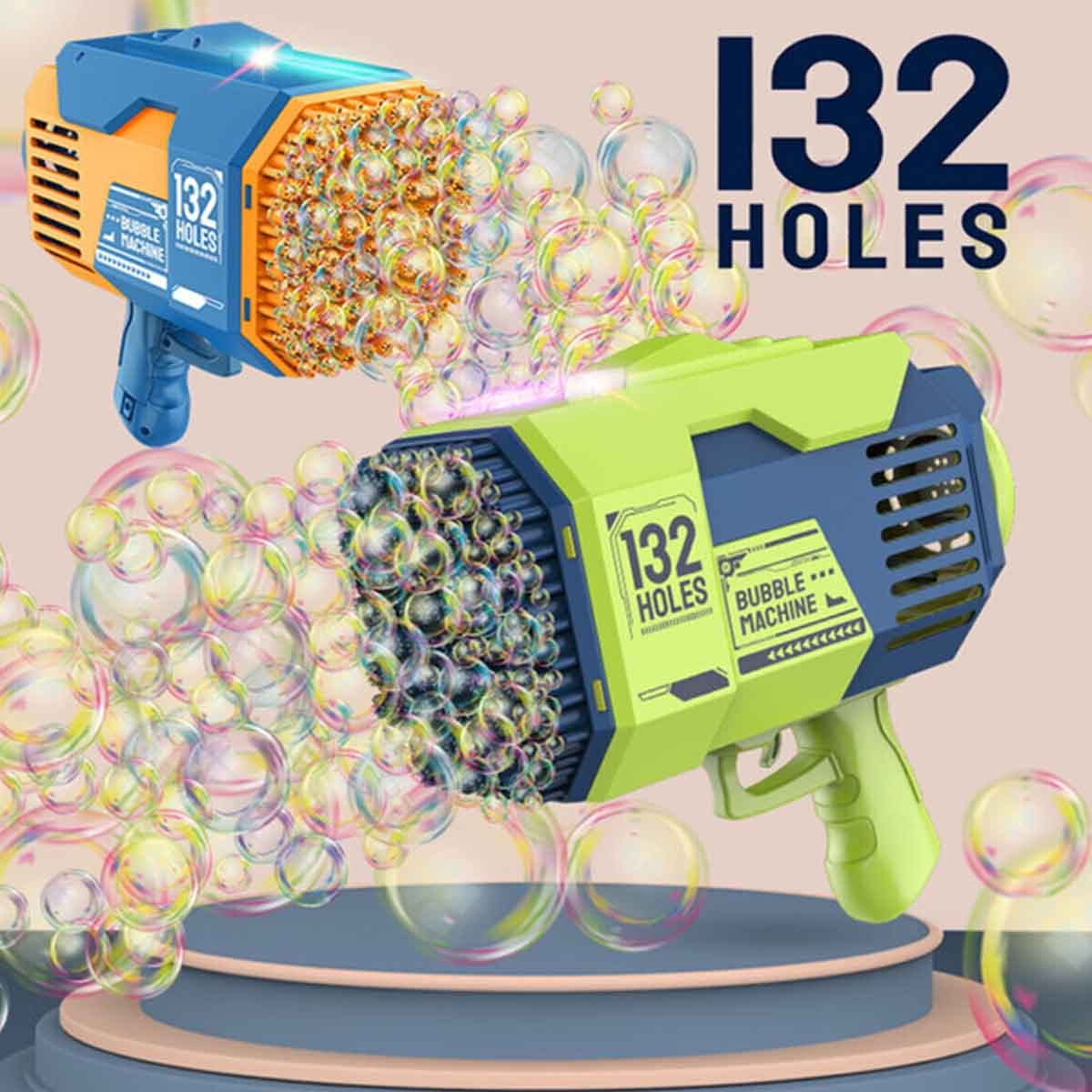 Little Story 132-Holes Bubble Machine Gun with Light & Bubble Maker Unisex, 3-4 Years