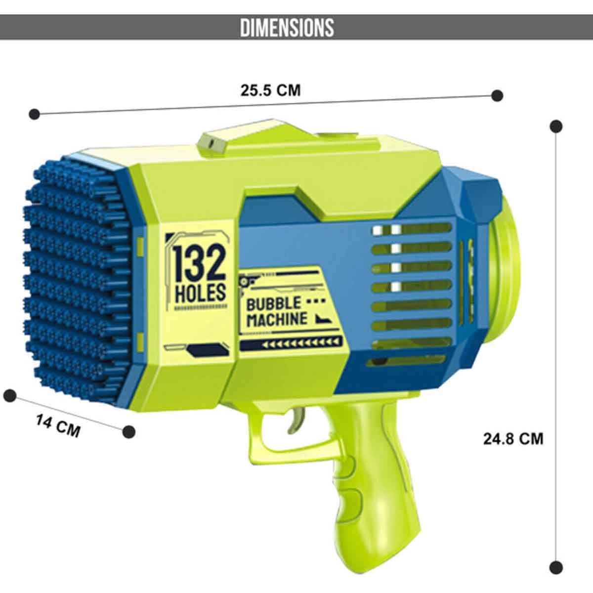 Little Story 132-Holes Bubble Machine Gun with Light & Bubble Maker Unisex, 3-4 Years