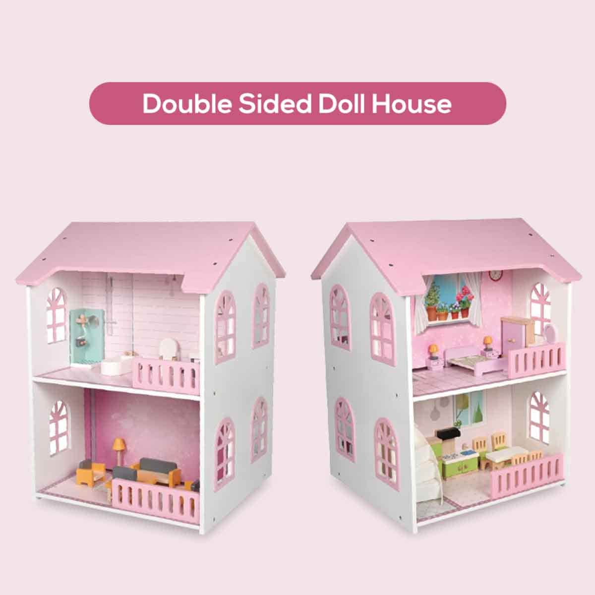 Little Story 2-Floor Villa Wooden Dollhouse with Furniture & Accessories Girls, 3-4 Years