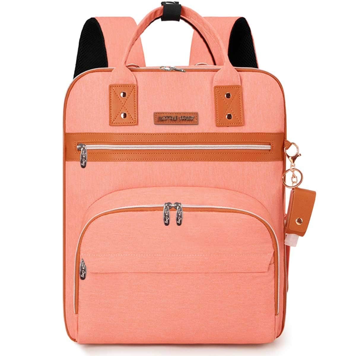 Little Story 2-in-1 Diaper Bag with Sanitizer Bottle Keychain & Stroller Hooks