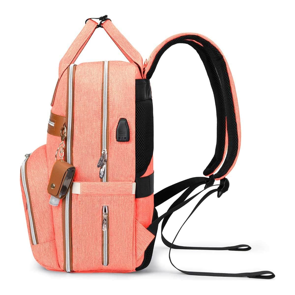 Little Story 2-in-1 Diaper Bag with Sanitizer Bottle Keychain & Stroller Hooks
