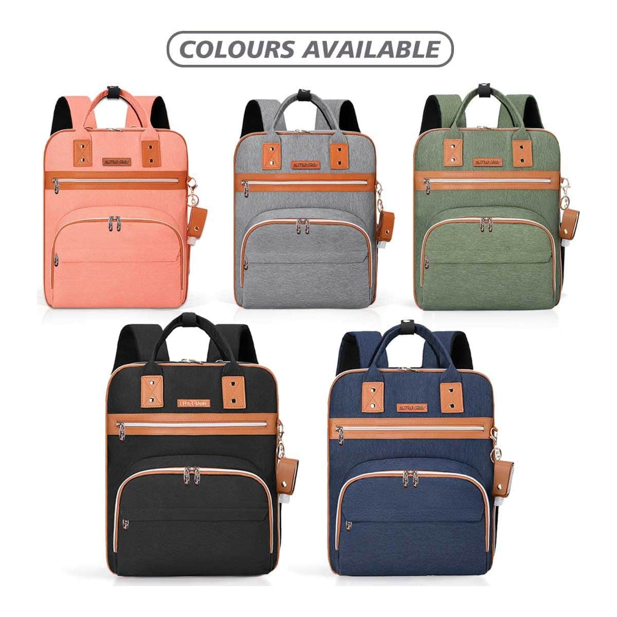 Little Story 2-in-1 Diaper Bag with Sanitizer Bottle Keychain & Stroller Hooks