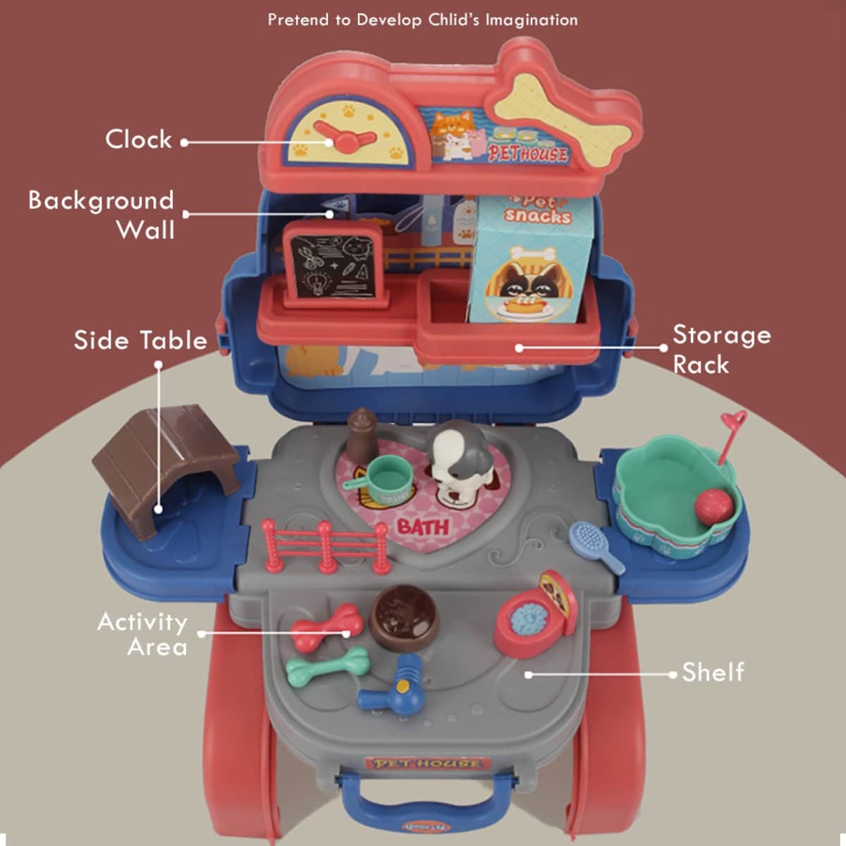 Little Story 3-in-1 Animal Care Pet House Playset Unisex, 3-4 Years