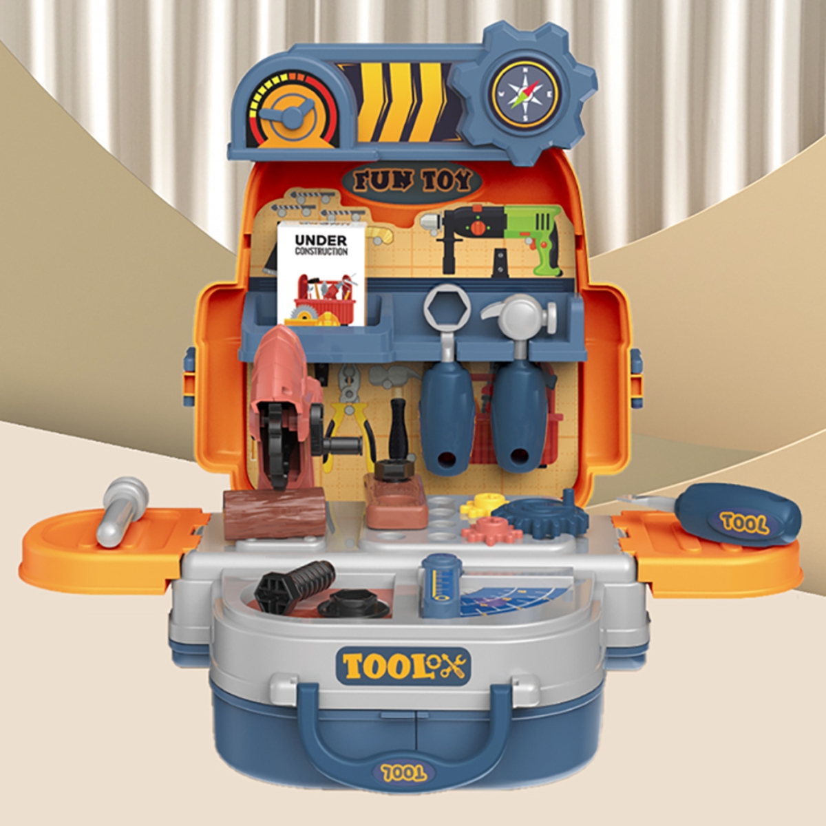 ليتل ستوري مجموعة لعب تقمص الأدوار ميكانيكي/محطة أدوات 3 في 1 على شكل حقيبة مدرسية للجنسين، 3-4 سنوات