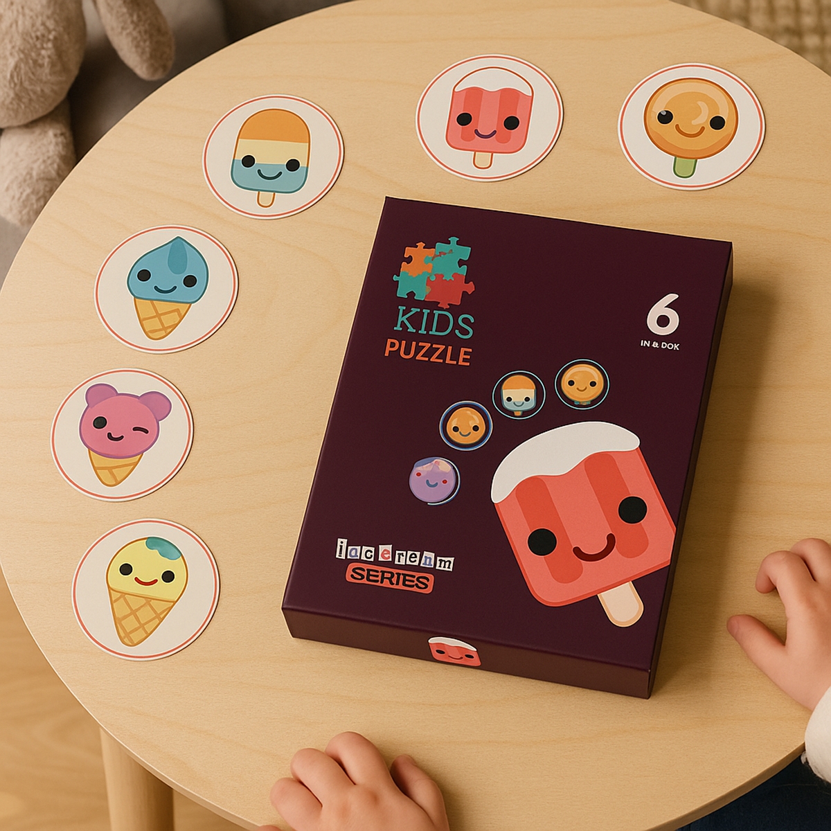 ليتل ستوري أحجية تعليمية ومسلية لمطابقة الآيس كريم 6 في 1 للجنسين، 3-4 سنوات