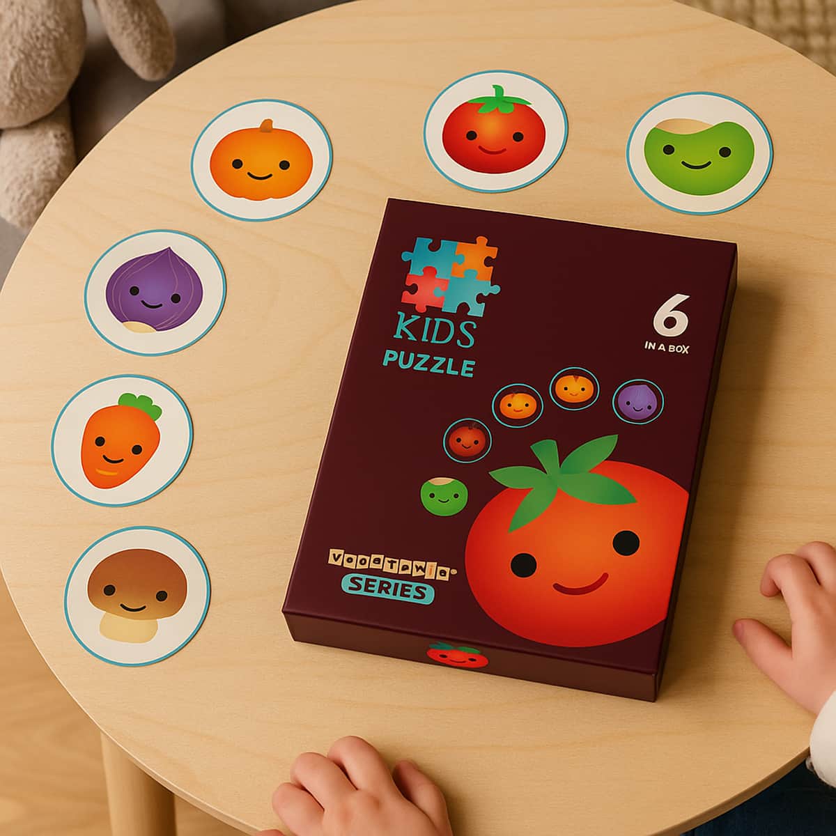 Little Story 6-In-1 Vegetables Educational & Fun Game Matching Puzzle Unisex, 3-4 Years