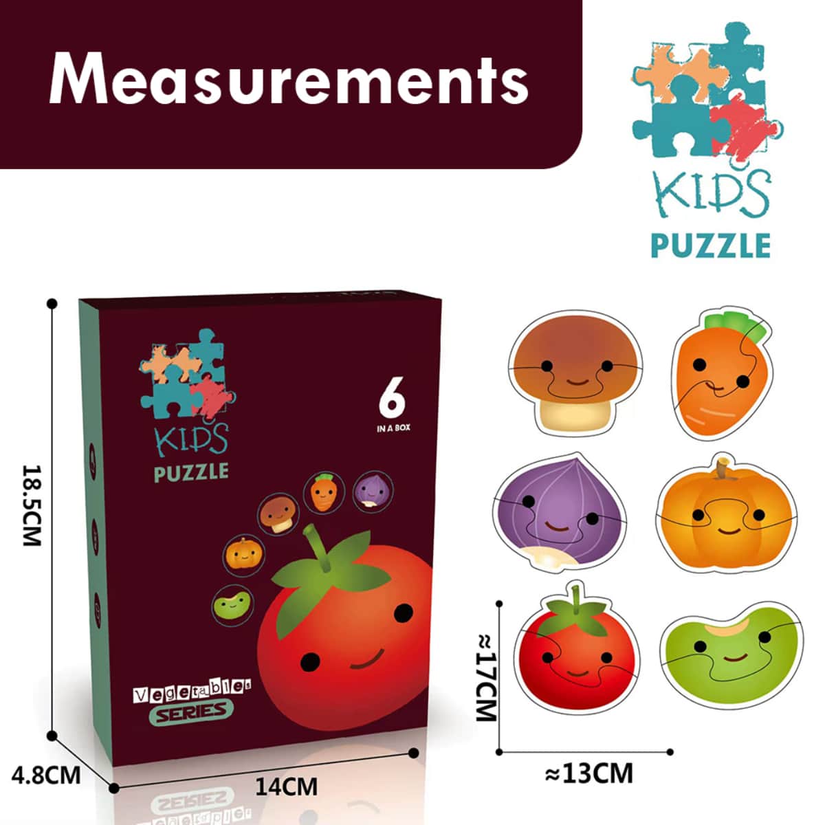Little Story 6-In-1 Vegetables Educational & Fun Game Matching Puzzle Unisex, 3-4 Years