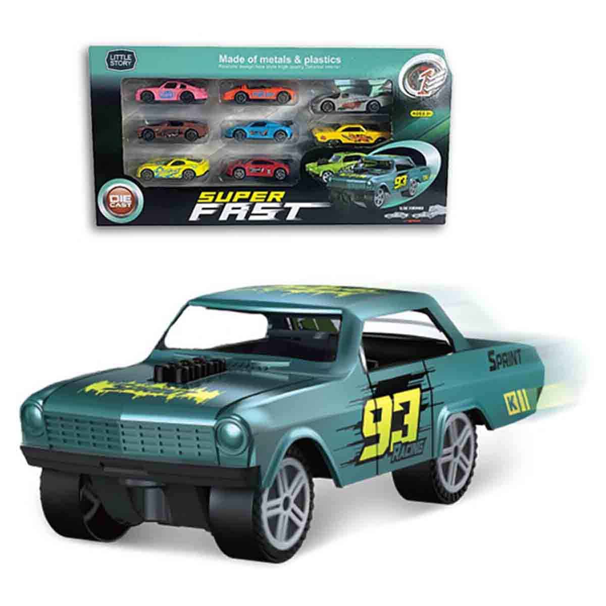 Little Story 8-in-1 Slide Diecast Toy Car Playset Unisex, 3-4 Years