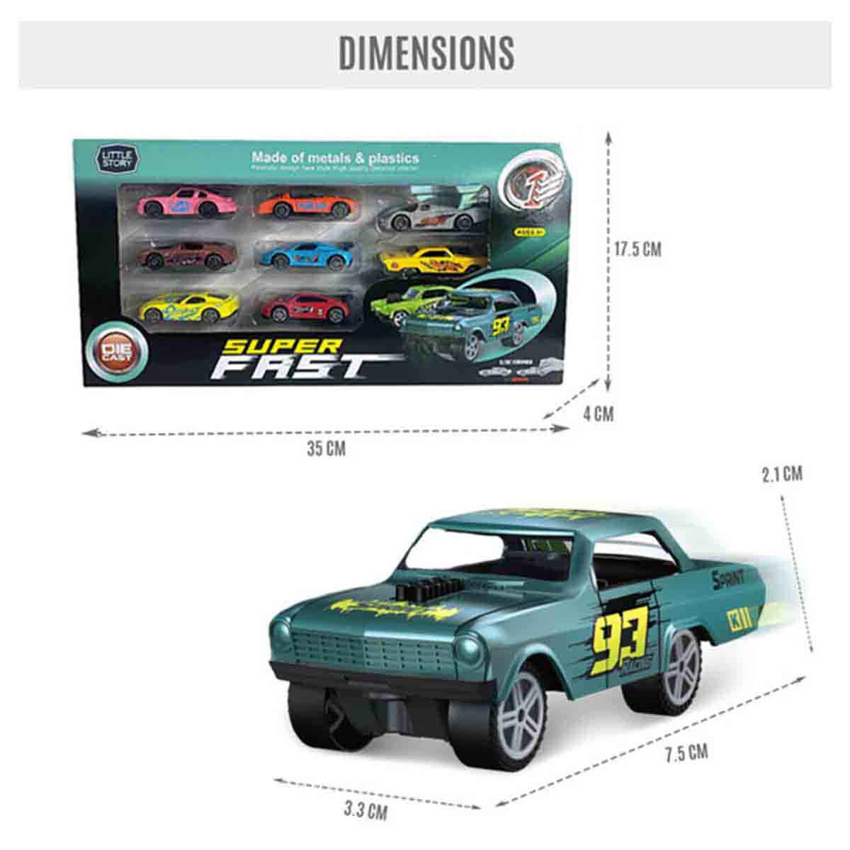 ليتل ستوري مجموعة 8 في 1 سيارات لعبة دايكاست منزلقة للجنسين، عمر 3-4 سنوات