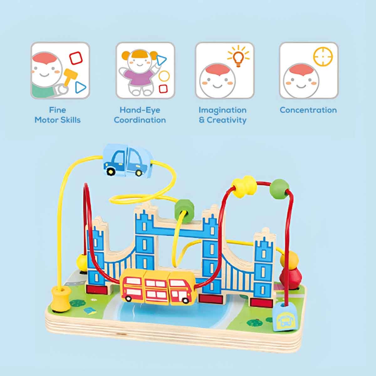 Little Story Activity Beads Maze Montessori Wooden Toy Toddler, 0-2 Years