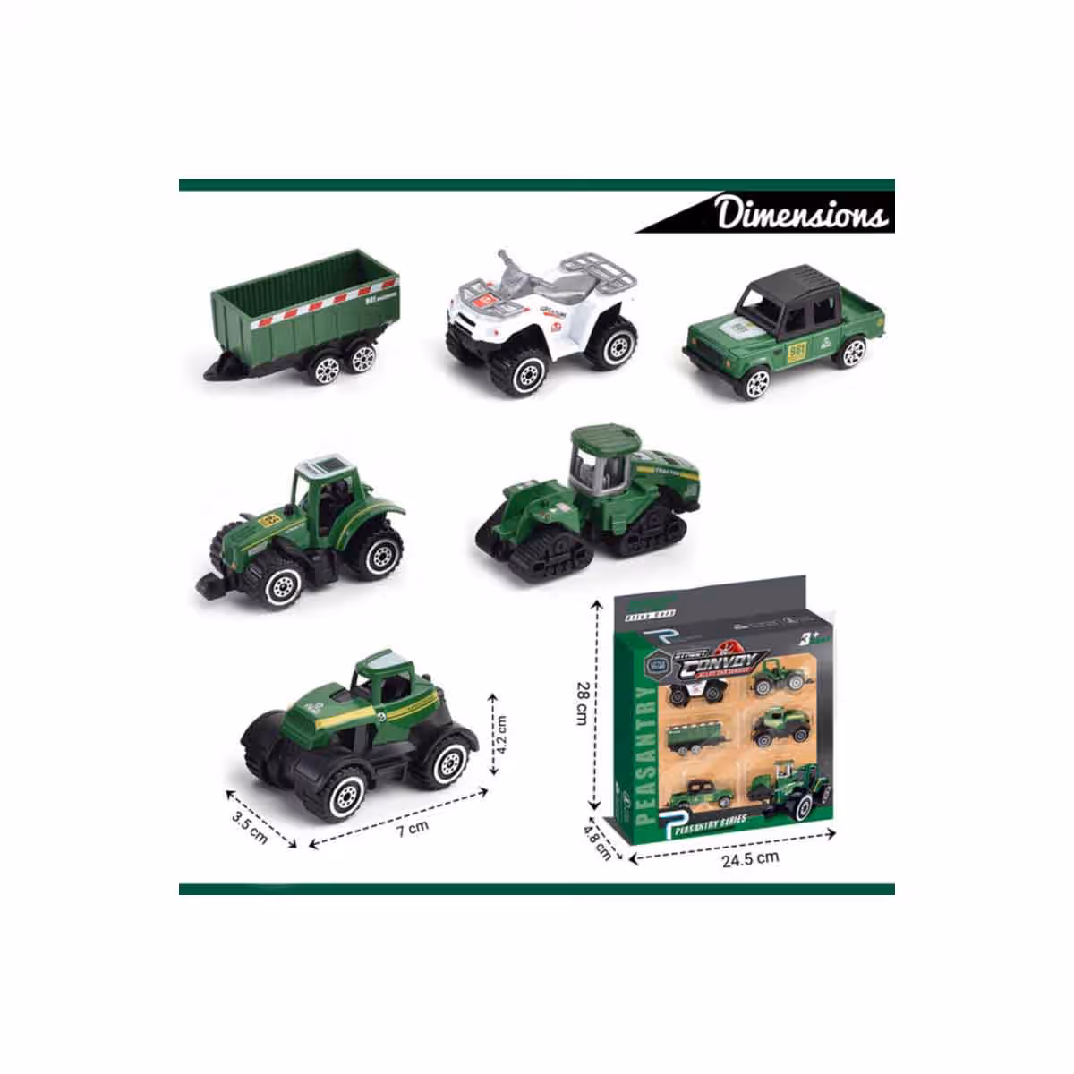 Little Story Alloy Sliding Farmer's Vehicle Unisex, 3-4 Years, Pack of 6
