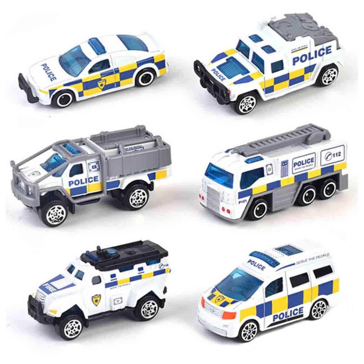 Little Story Alloy Sliding Police Toy Car Unisex, 3-4 Years, Pack of 6