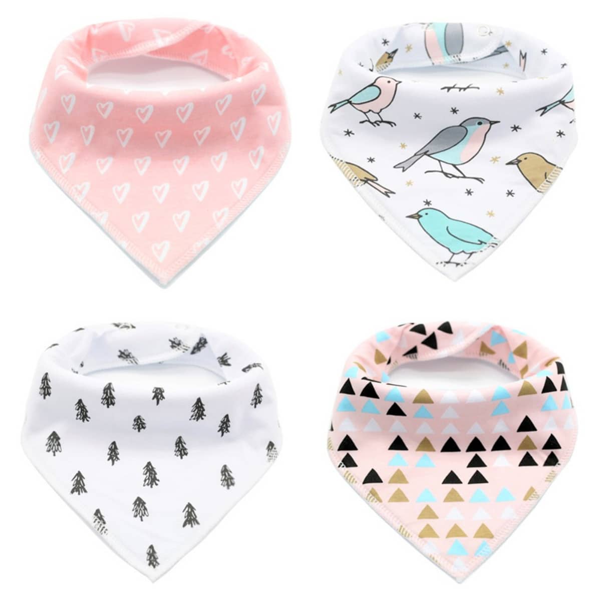Little Story Bandana Drool Bibs Toddler, 0-2 Years, Pack of 4