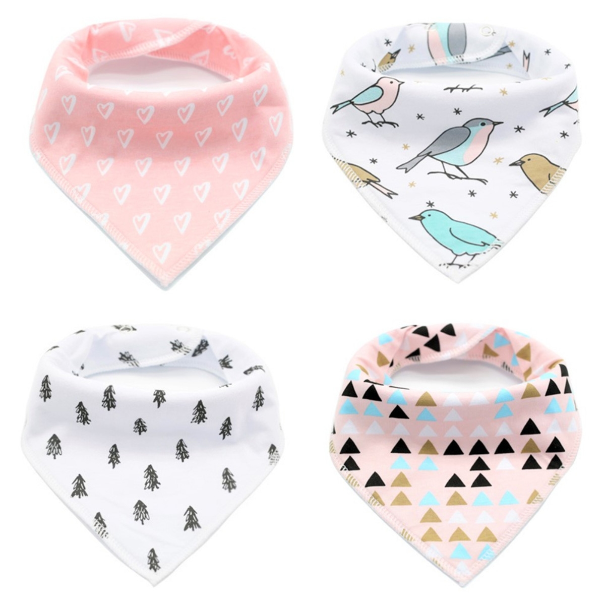 ليتل ستوري مريلة بندانا للأطفال من عمر 0 إلى 2 سنة، مجموعة من 4