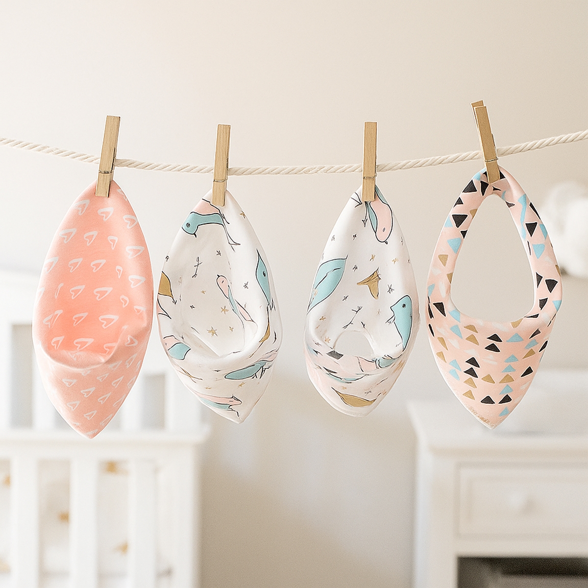 ليتل ستوري مريلة بندانا للأطفال من عمر 0 إلى 2 سنة، مجموعة من 4