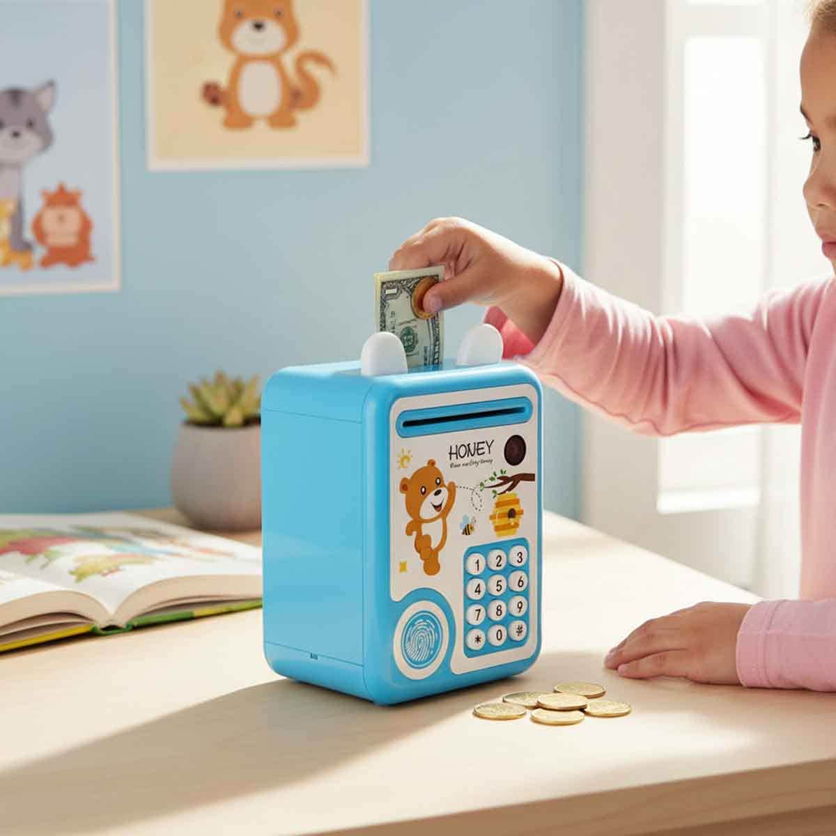 Little Story Bear Blue Lovely Piggy Bank Unisex, 3-4 Years