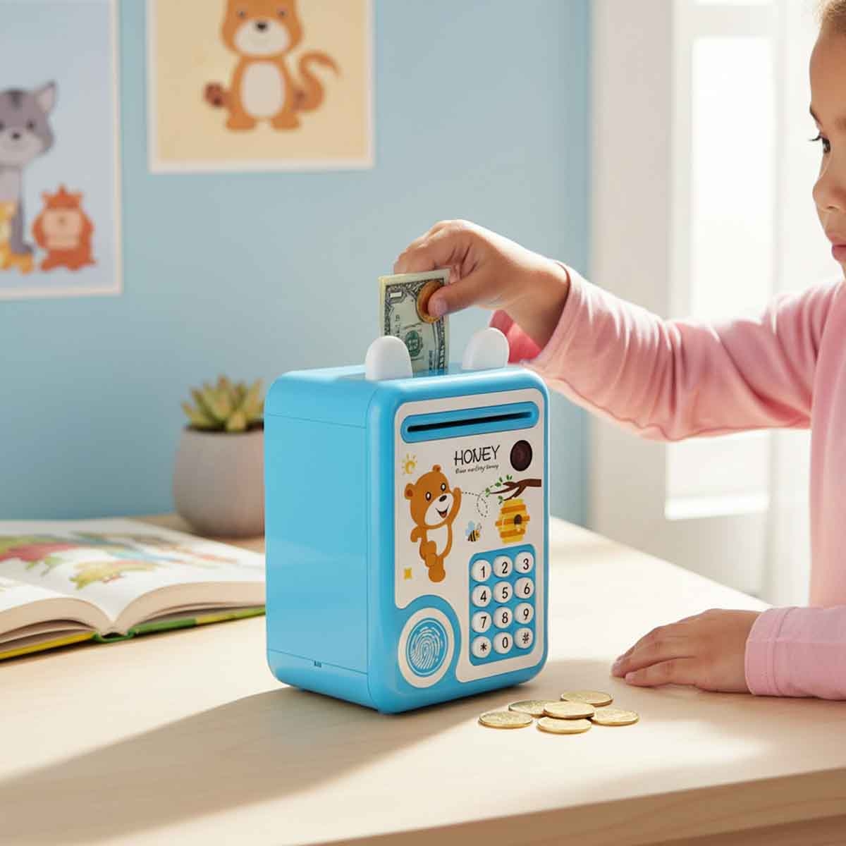 ليتل ستوري حصّالة أطفال لطيفة بشكل دب أزرق للجنسين، 3–4 سنوات