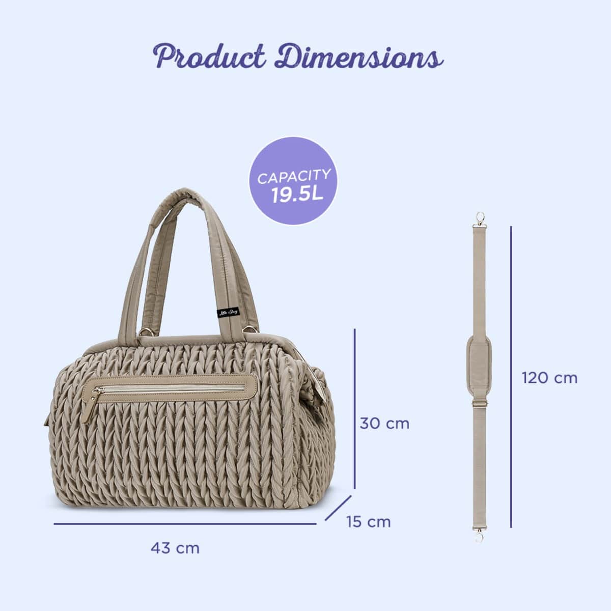 Little Story Beige Elva Diaper Bag with Stroller Straps
