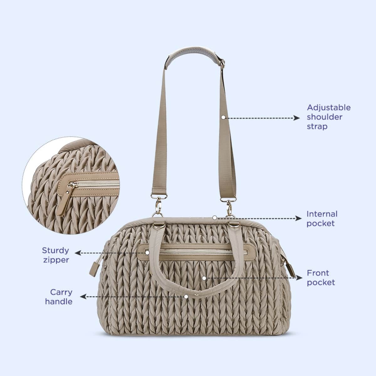 Little Story Beige Elva Diaper Bag with Stroller Straps